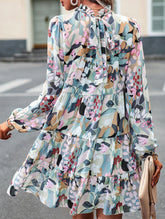 Casual Printed Long-Sleeved Dress