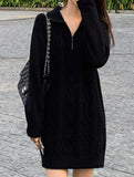 Loose, relaxed style zippered soft knit dress