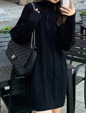Loose, relaxed style zippered soft knit dress