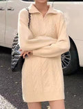 Loose, relaxed style zippered soft knit dress