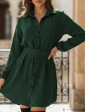 Single-breasted belted fitted lapel dress