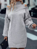 Off-the-shoulder loose mid-length sweater
