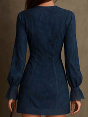Long-sleeved zippered lace midi dress