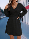 Crochet V Neck A Line Beach Dress_CWDSD11305
