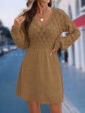 Crochet V Neck A Line Beach Dress_CWDSD11305