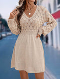 Crochet V Neck A Line Beach Dress_CWDSD11305