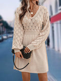 Crochet V Neck A Line Beach Dress_CWDSD11305