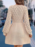 Crochet V Neck A Line Beach Dress_CWDSD11305