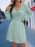 Crochet V Neck A Line Beach Dress_CWDSD11305