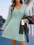 Crochet V Neck A Line Beach Dress_CWDSD11305