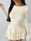 Slim-fit, flattering long-sleeved dress for women_CWDSD11332