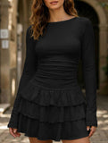 Slim-fit, flattering long-sleeved dress for women_CWDSD11332