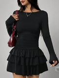 Slim-fit, flattering long-sleeved dress for women_CWDSD11332