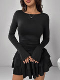 Slim-fit, flattering long-sleeved dress for women_CWDSD11332