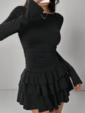 Slim-fit, flattering long-sleeved dress for women_CWDSD11332