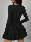 Slim-fit, flattering long-sleeved dress for women_CWDSD11332
