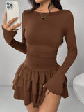 Slim-fit, flattering long-sleeved dress for women_CWDSD11332