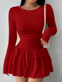 Slim-fit, flattering long-sleeved dress for women_CWDSD11332