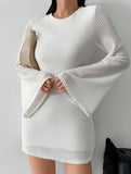 Solid color, fitted waist, elegant long-sleeved dress_CWDSD11333