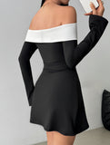 Women's off-shoulder bell sleeve dress_CWDSD11336