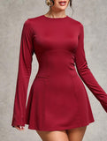 Backless long-sleeved slim-fit dress for women_CWDSD11340