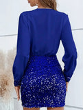 Sequin V Neck Bodycon Midi Dress_CWDSD11359