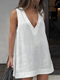 Deep V sexy sleeveless women's nightgown