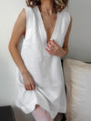 Deep V sexy sleeveless women's nightgown