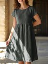 Summer chic round neck A-line dress with pockets
