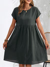 Summer chic round neck A-line dress with pockets