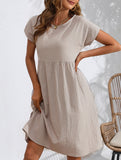 Summer chic round neck A-line dress with pockets
