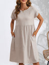 Summer chic round neck A-line dress with pockets