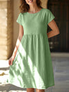 Summer chic round neck A-line dress with pockets