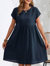 Summer chic round neck A-line dress with pockets