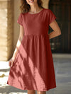 Summer chic round neck A-line dress with pockets