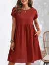 Summer chic round neck A-line dress with pockets