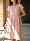 Summer chic round neck A-line dress with pockets