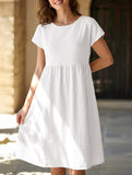 Summer chic round neck A-line dress with pockets