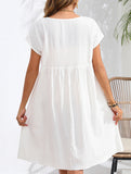 Summer chic round neck A-line dress with pockets