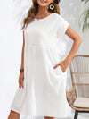 Summer chic round neck A-line dress with pockets