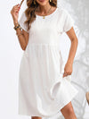 Summer chic round neck A-line dress with pockets