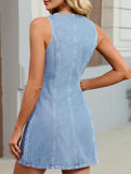 Halter Neck Loose Denim Summer Dress