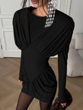 Slim Fit Bodycon Mini Dress with Ruffle Sleeves_CWDSD11446