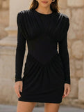 Slim Fit Bodycon Mini Dress with Ruffle Sleeves_CWDSD11446