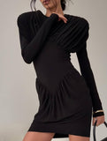 Slim Fit Bodycon Mini Dress with Ruffle Sleeves_CWDSD11446