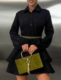 Collared Shirt Dress A-Line Waist Fitted_CWDSD11456