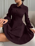 Collared Shirt Dress A-Line Waist Fitted_CWDSD11456
