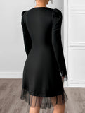 Square Neck Puff Sleeve A-Line Mini Dress_CWDSD11458