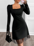 Square Neck Puff Sleeve A-Line Mini Dress_CWDSD11458