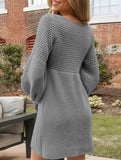 Lantern Sleeve Knit Sweater Dress_CWDSD11475